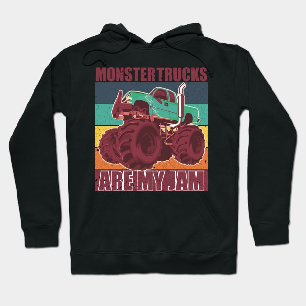 Vintage Monster Truck Are My Jam Retro Hoodie by hadlamcom